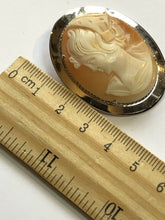 Vintage Silver Shell Carved Cameo Brooch Stamped