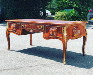 Pair Of Large Inlaid Kingswood Desks With Brass Decoration, Very Impressive.