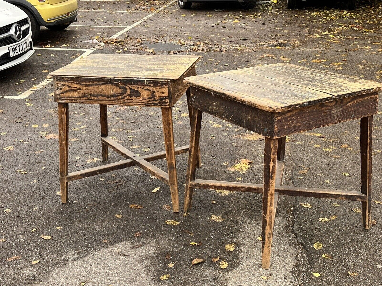 Antique Industrial Pine Work Tables