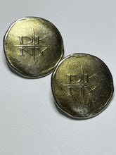 Vintage 90s Designer DKNY Signed Earrings Gold Silver Tone