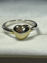 Vintage Sterling Silver Gold Plated Heart Ring Size P1/2