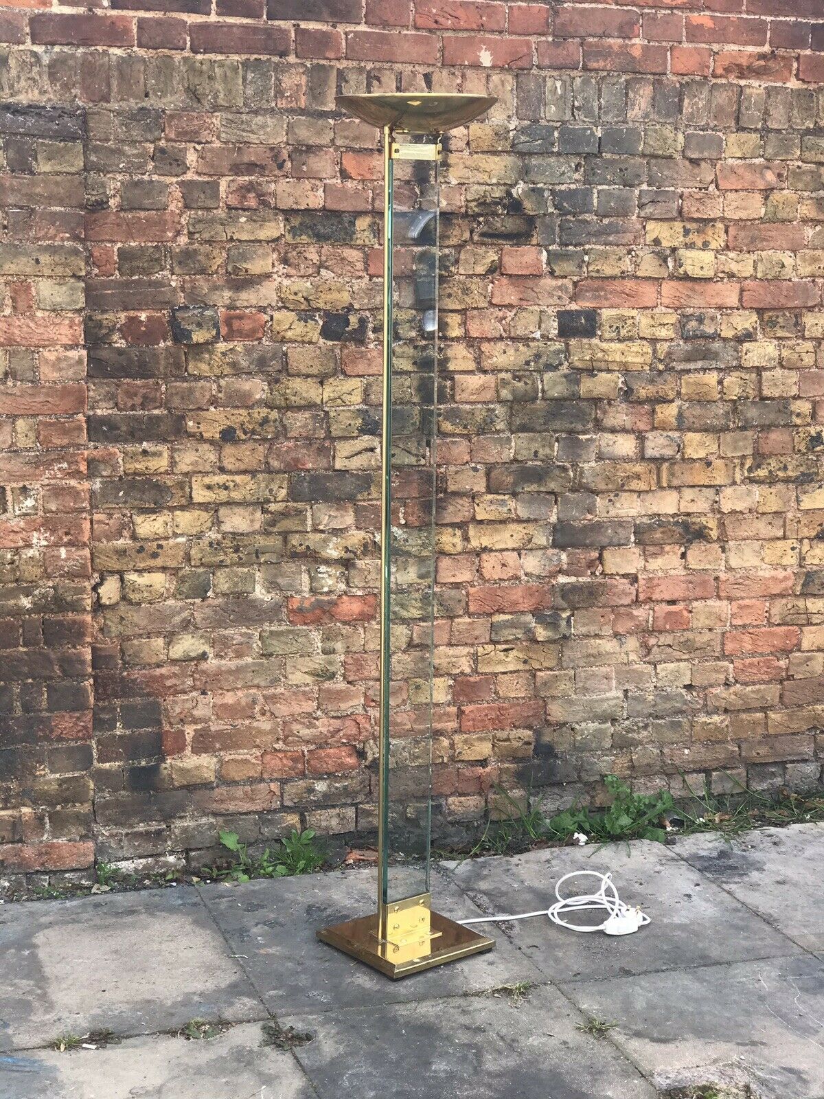 1980’s Modernist Designer Glass And Brass Lamp