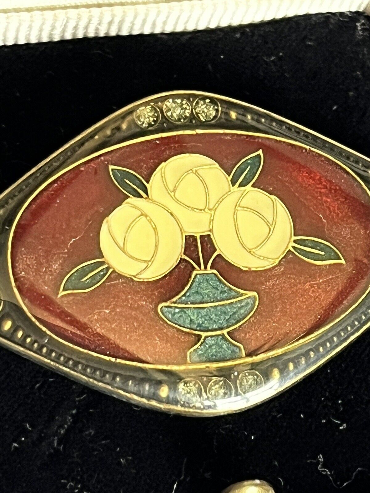 Vintage Enamel Flowers Brooch