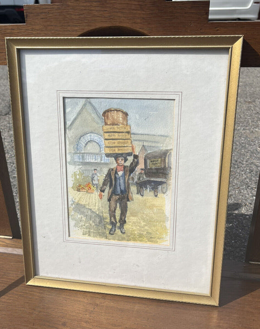 London Characters. Framed & Signed Watercolour By Ray Ross. “Market Trader “