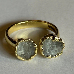 Sefa Huyuk 18k Gold Vermeil Etruscan Raw Grey Tanzanite Ring