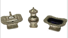 Silver Plate Salt And Pepper And Mustard Condiment Set