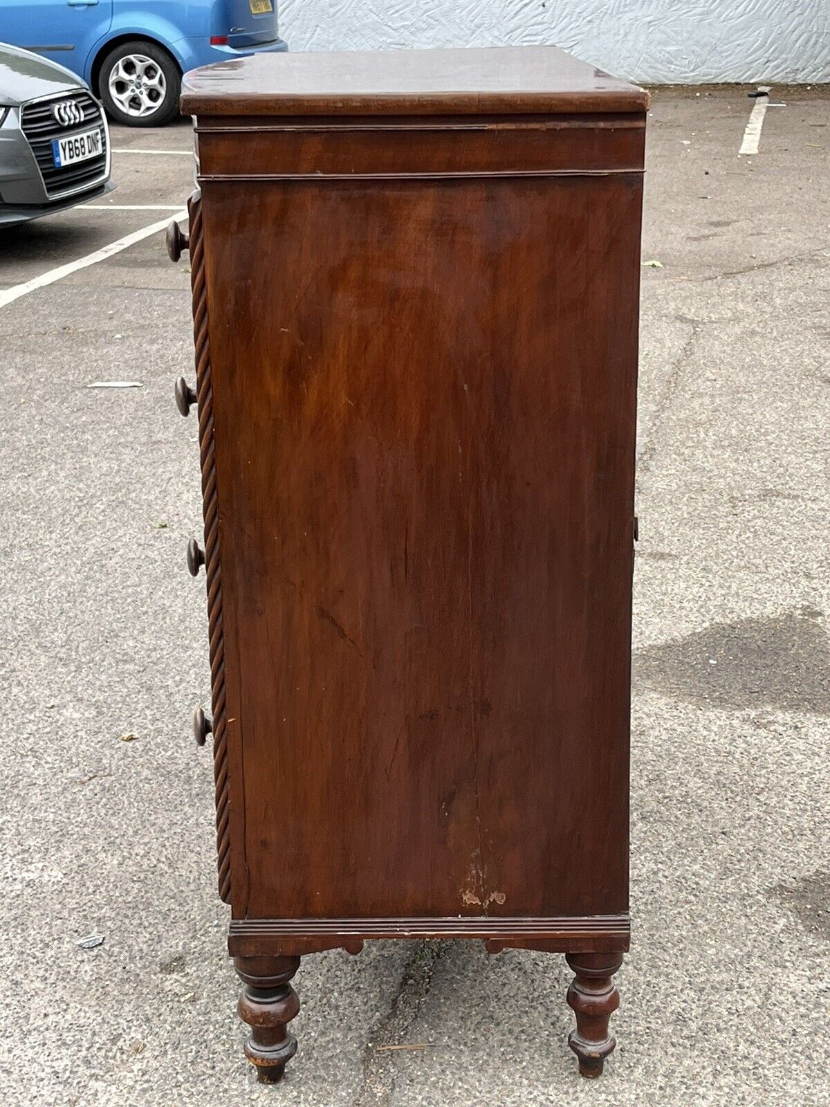 Georgian Mahogany Bow Front Chest Of Drawers.