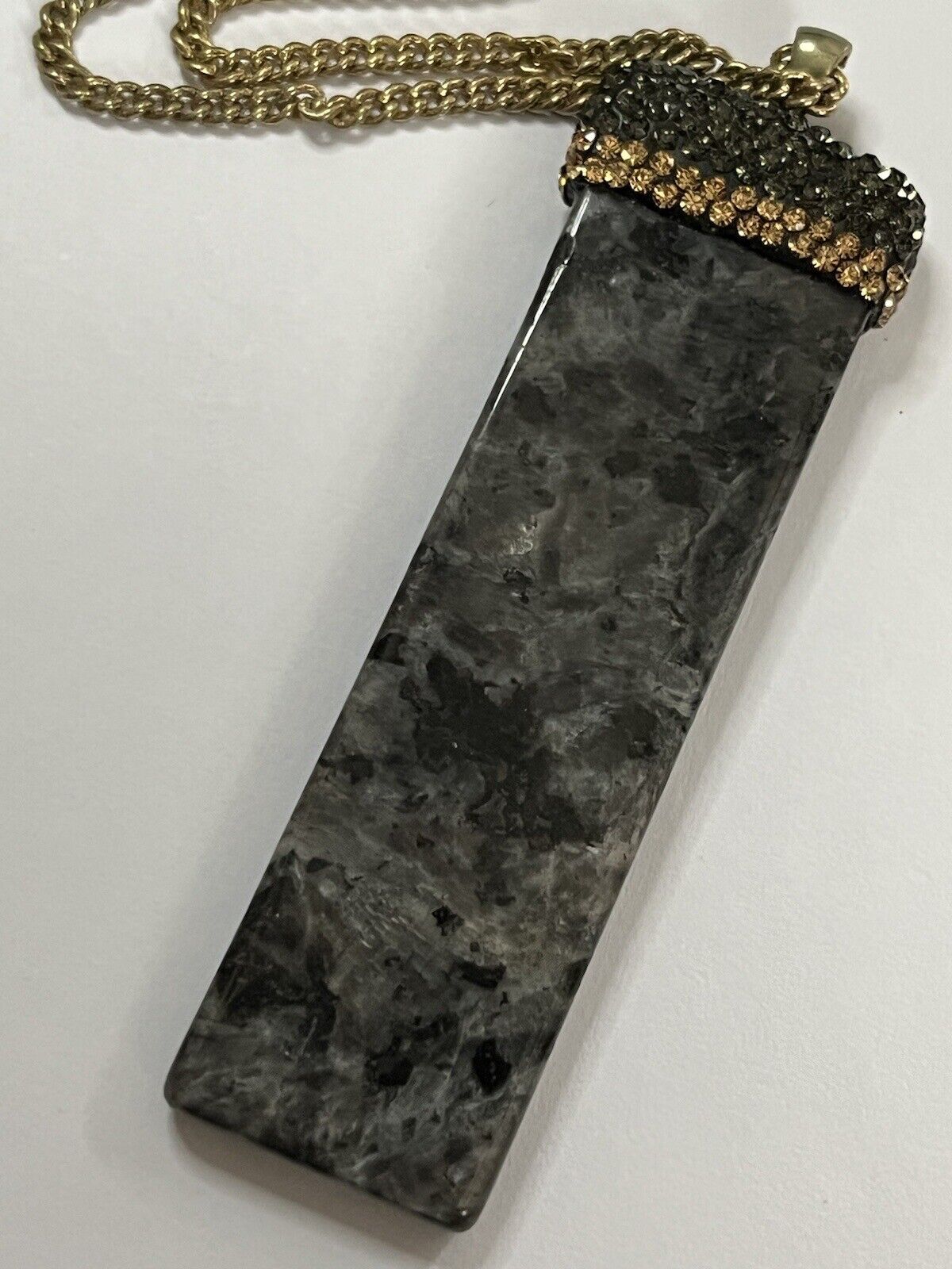 Vintage Natural Stone Diamanté Pendant Necklace