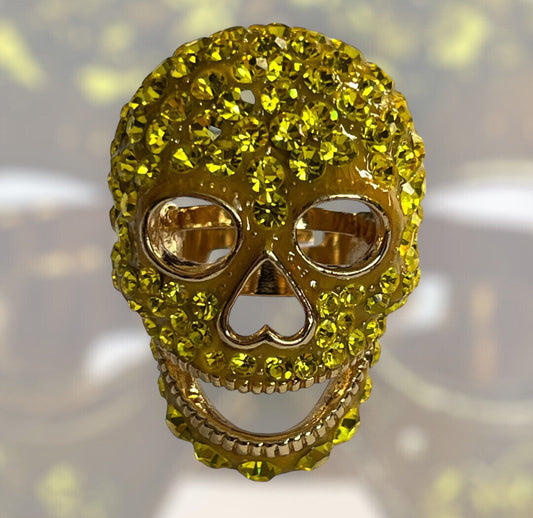 Butler And Wilson Yellow Crystal Skull Ring Adjustable