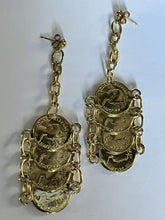 Vintage Etruscan Gold Tone Replica Coins Earrings