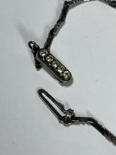 Vintage Silver Tone Butterfly Flowers Paste Necklace