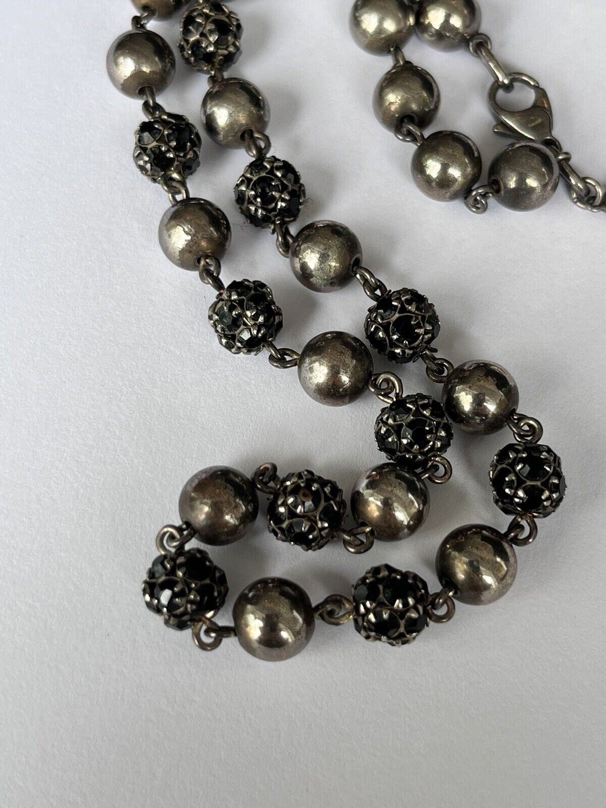 Vintage Signed Agatha Paris Black Diamanté Beaded Necklace