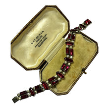 Antique Victorian/Edwardian Red Clear Paste Detailed Metalwork Bracelet
