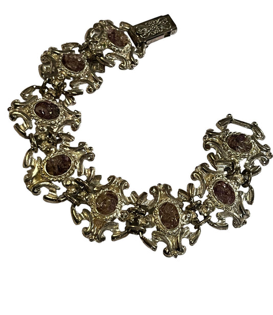 Vintage Silver Tone Amethyst Chip Bracelet