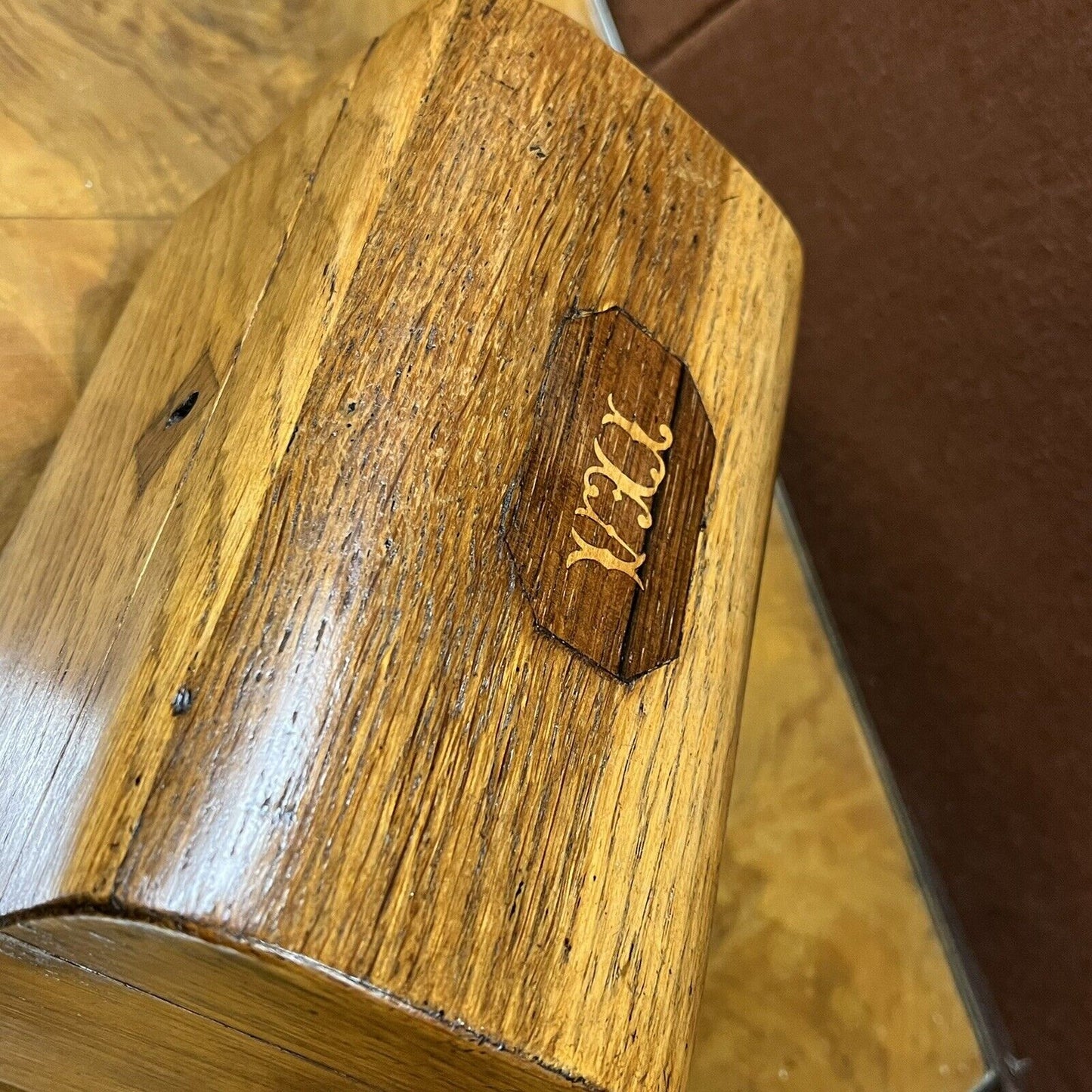 Antique Georgian Inlaid Oak Dome Top Tea Caddy