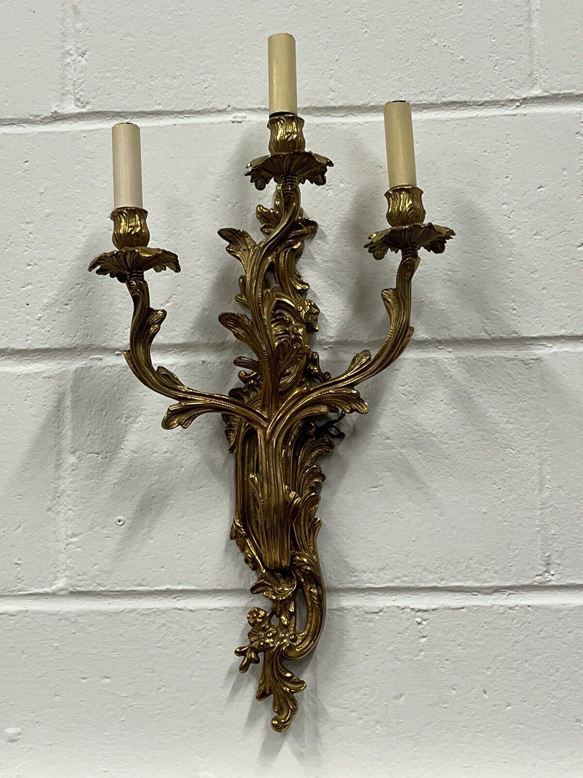 Large Brass Wall Sconce. Antique French Style Wall Light.
