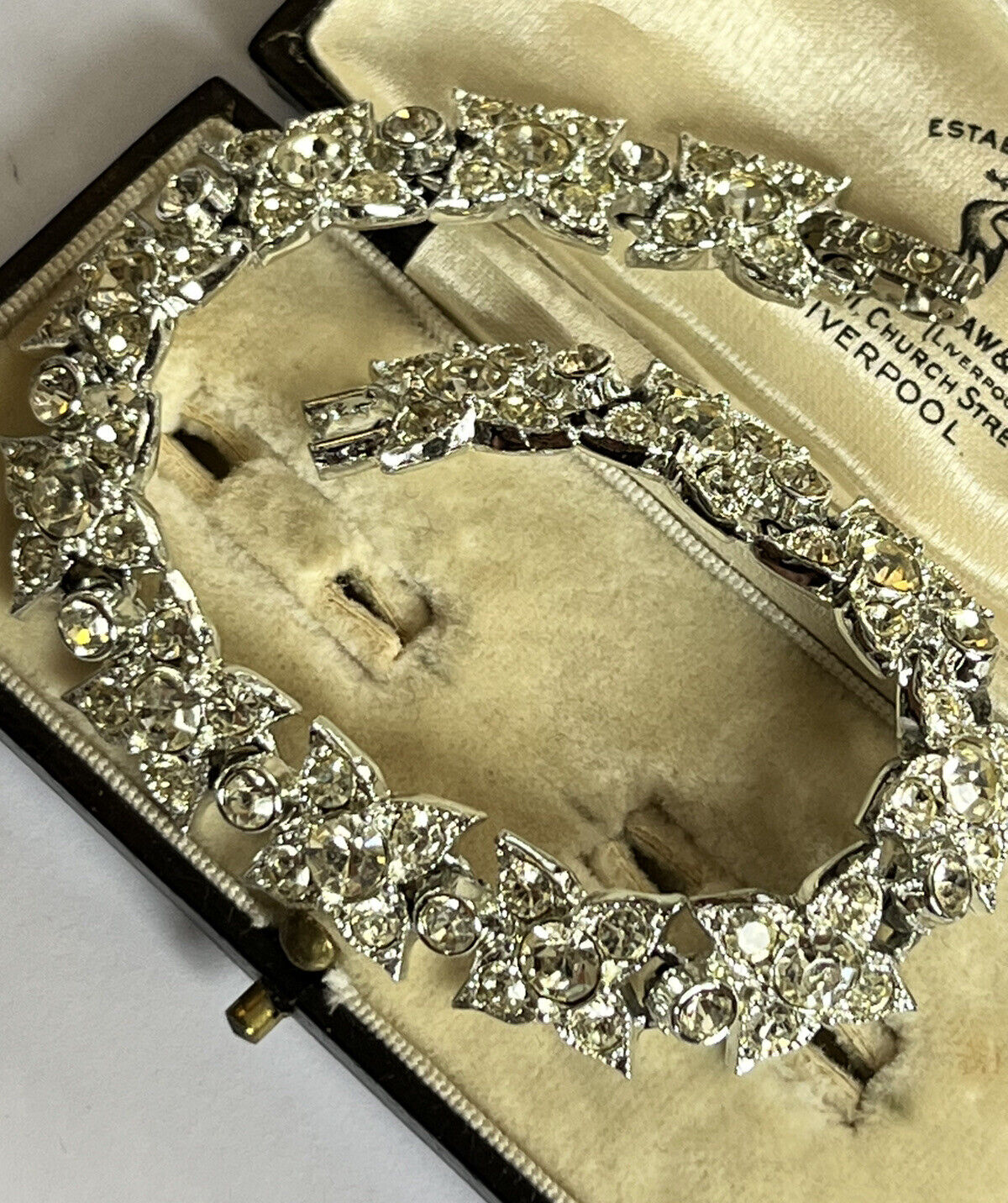 Vintage Silver Tone Diamanté Bracelet