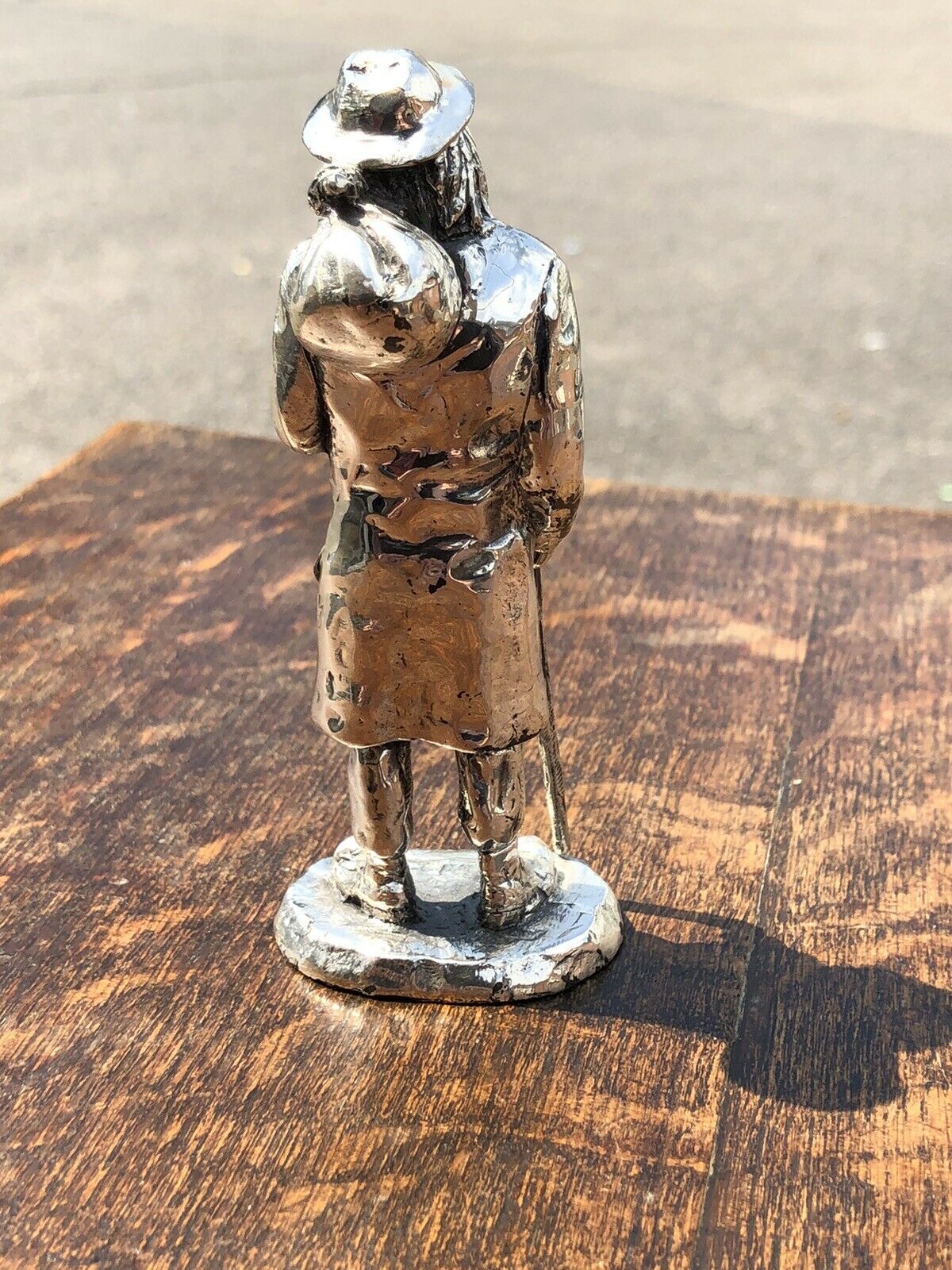 Silver Plate Figure. Homeless, Highly Detailed Figure.