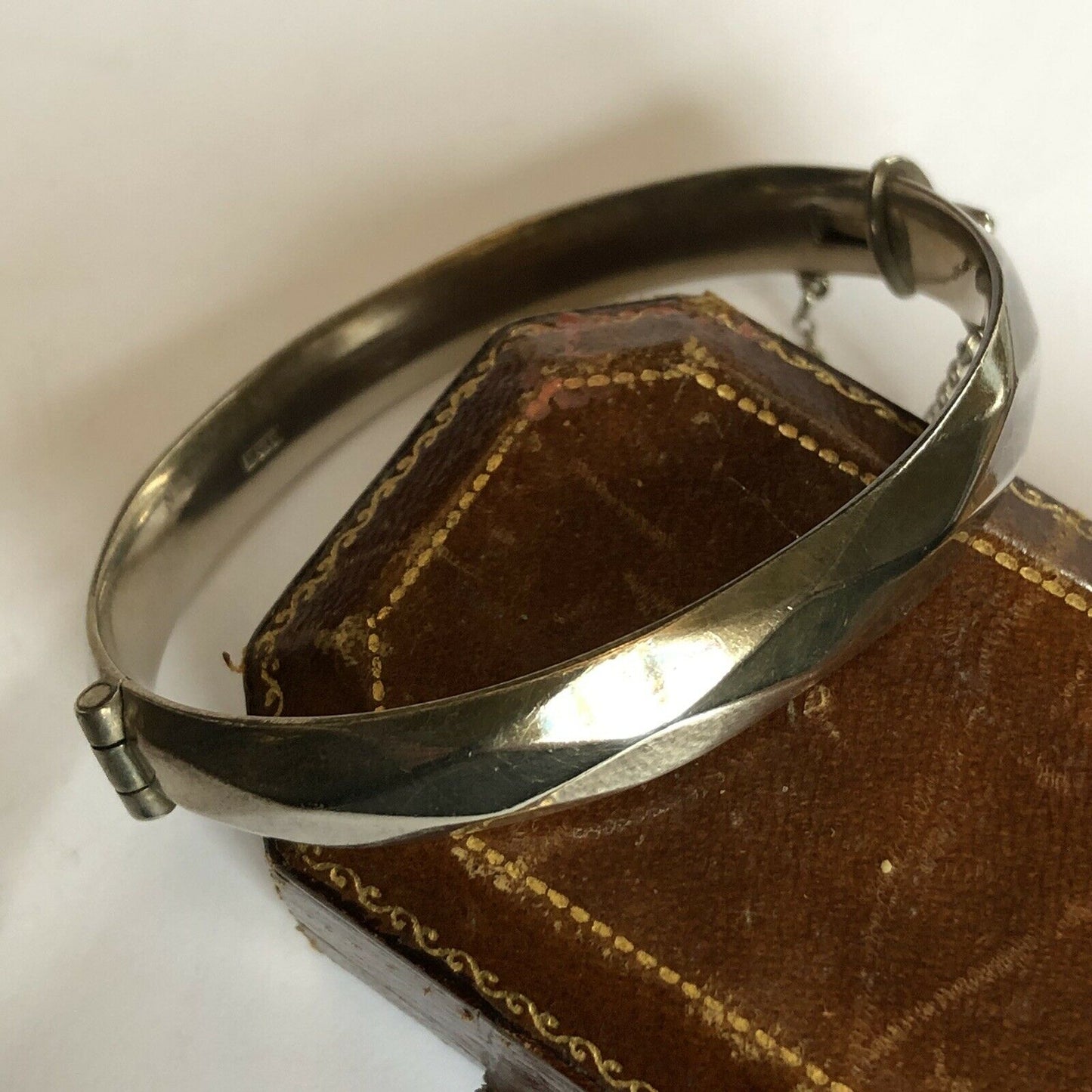 Vintage Silver 925 Bangle Bracelet Safety Chain 43.79g
