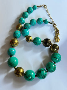 Vintage Butler And Wilson Statement Turquoise Beaded Necklace