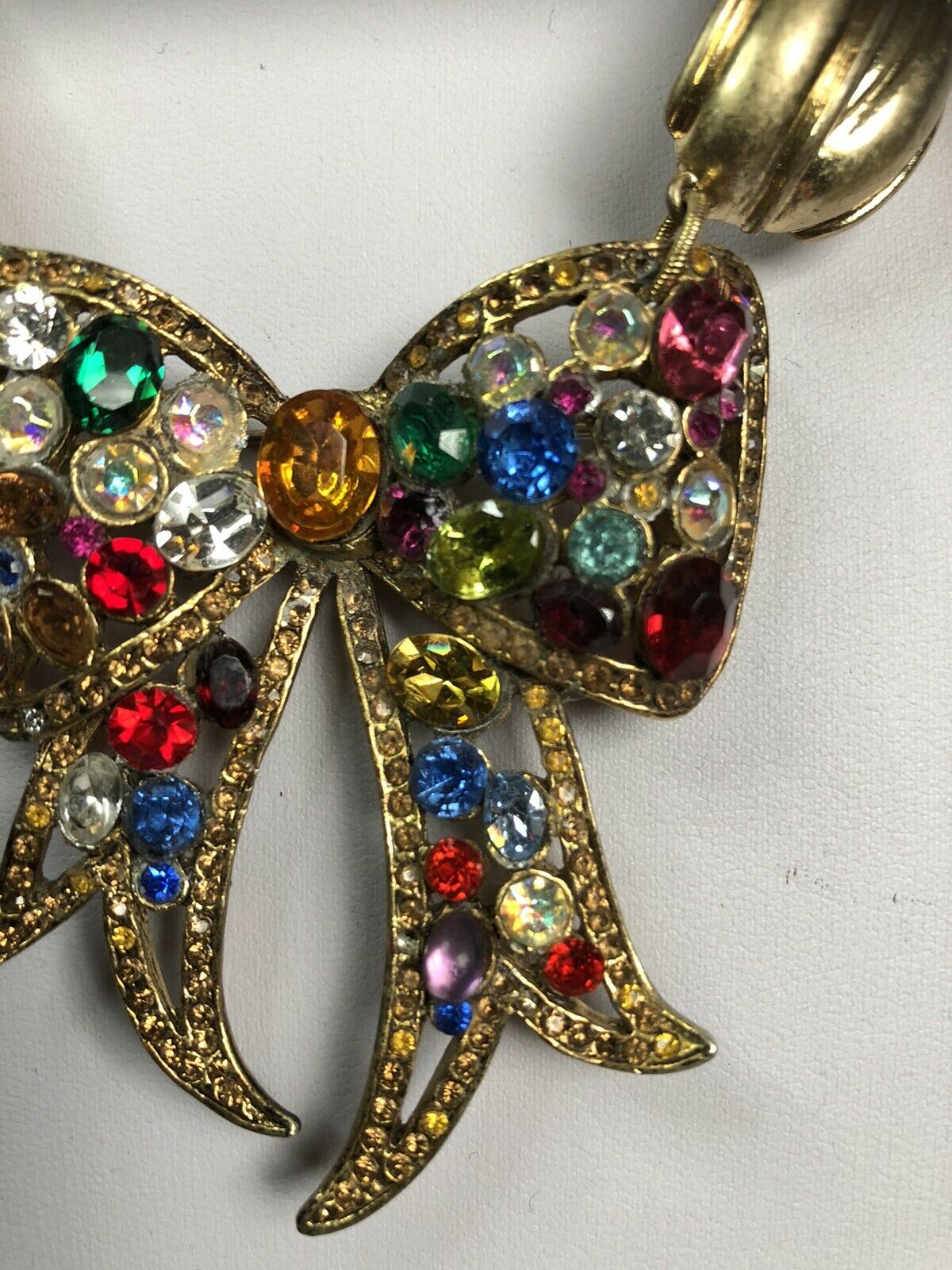 Vintage Runway Statement Multicoloured Bow Diamanté Necklace