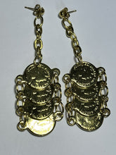 Vintage Etruscan Gold Tone Replica Coins Earrings