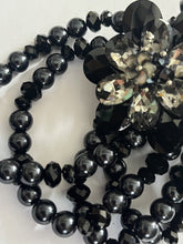 Butler And Wilson Gunmetal Black Flowers Beaded Statement Bracelet