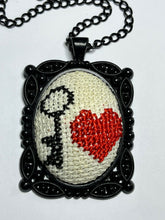 Vintage Black Tone Key Love Embroidered Black Tone Necklace