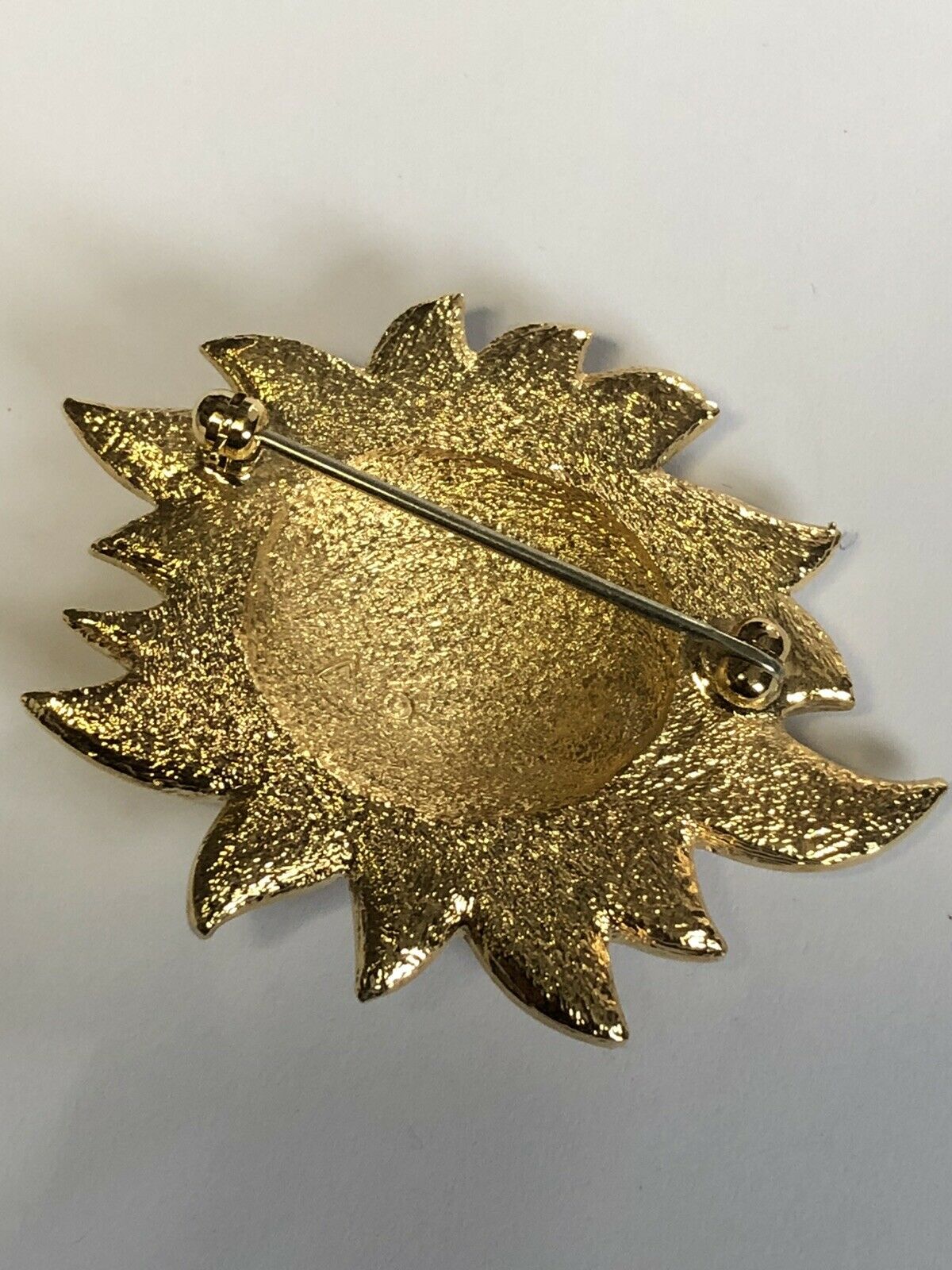 Vintage Signed Gold Plated Sun Burst Diamanté Brooch