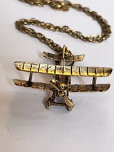 Vintage Unique 9ct Gold Aeroplane Pendant Necklace