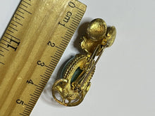 Vintage Gold Tone Turquoise Jelly Belly Mouse Brooch Signed Art