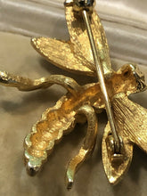 Vintage Dragonfly Gold Tone Enamel Brooch