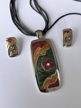 Vintage Enamelled Flowers Necklace And Earring Set