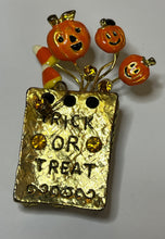 Vintage Gold Tone Enamel Pumpkin Halloween Brooch