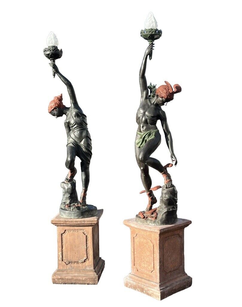 Bronze Garden Statues On Bases. 262 Cms Tall.