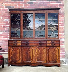 Library Bookcase, Glazed Locking Doors To Top, Locking Doors To Bottom.