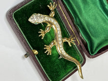 Vintage Gold Tone Diamanté Lizard Brooch