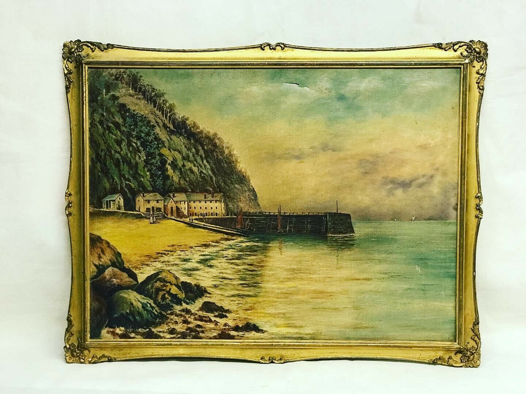 Country House Oil In A Gilt Frame, Signed W.Cook 1923 Of A Coastal Beach Scene