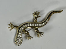 Vintage Gold Tone Diamanté Lizard Brooch