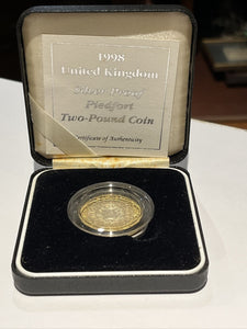 1998 Silver Proof  Piedfort Two Pounds Coin