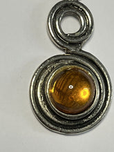 Vintage Burnt Orange Cabochon Stone Drop Statement Pendant Necklace