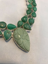 Stylish Statement Natural Green Carved Stone Necklace