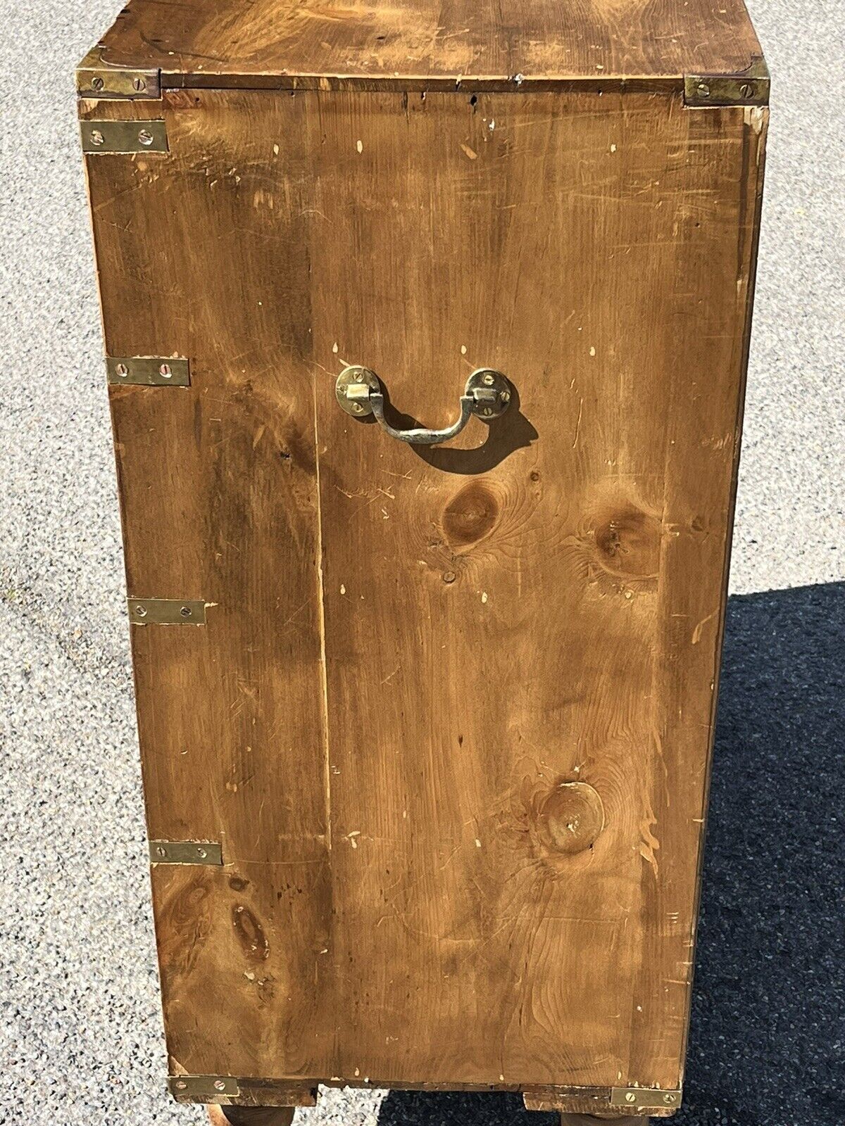 Pine Campaign Style Chest. Military Chest. With Brass Handles & Brass Bound.