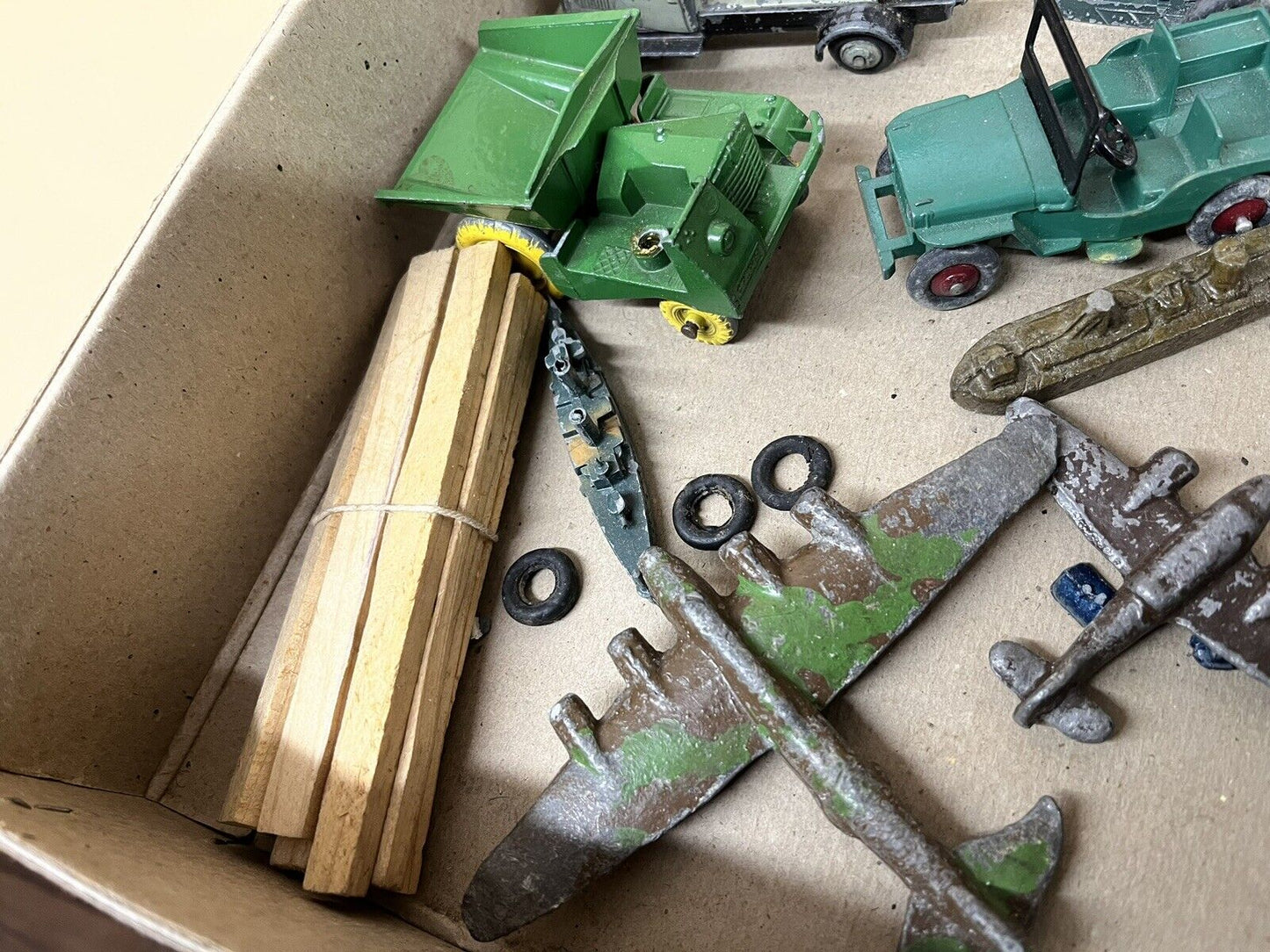 Box Of Old Dinky Toys & Other Old Makes
