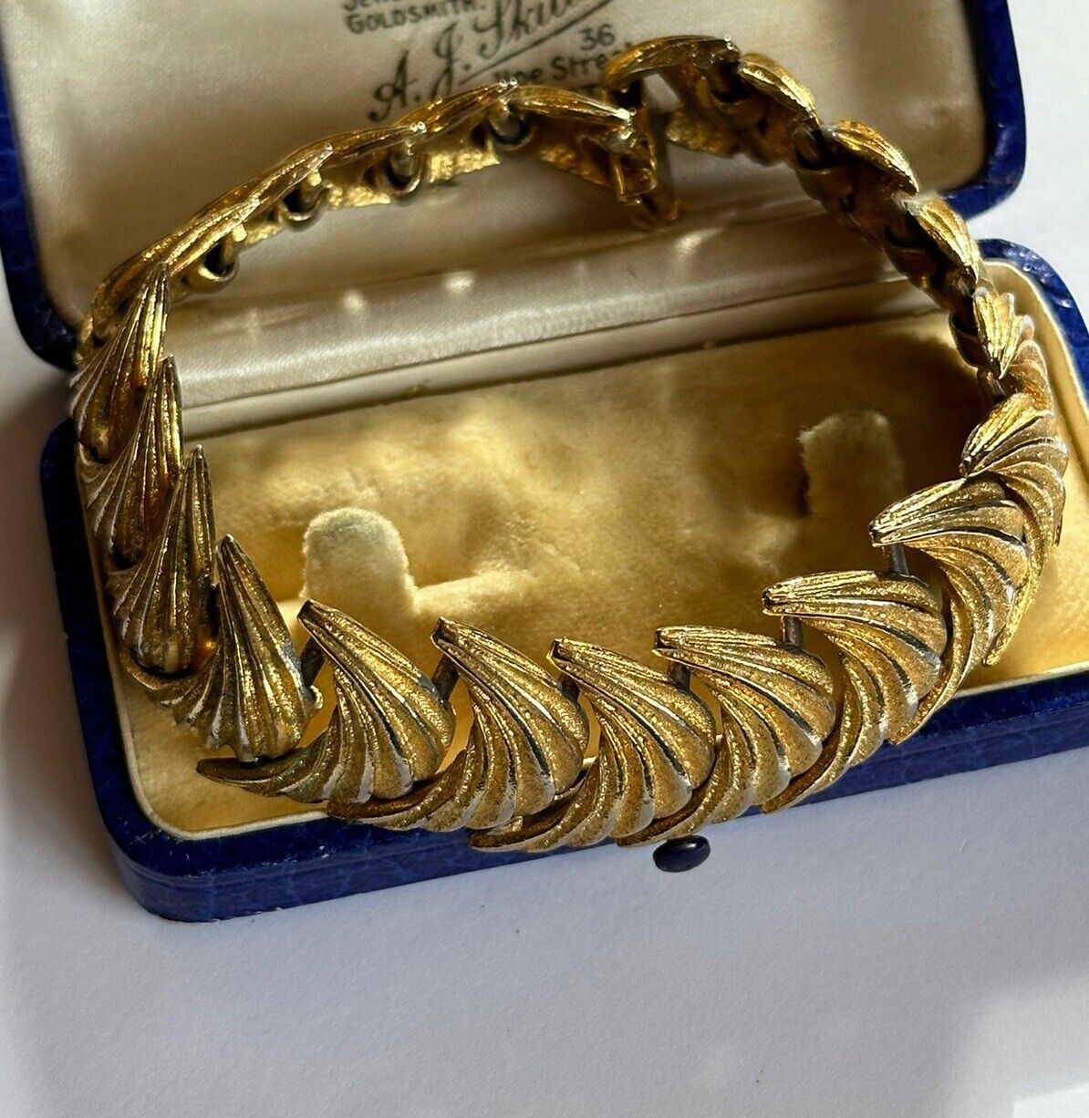 Vintage Gold Tone Half Moon Bracelet