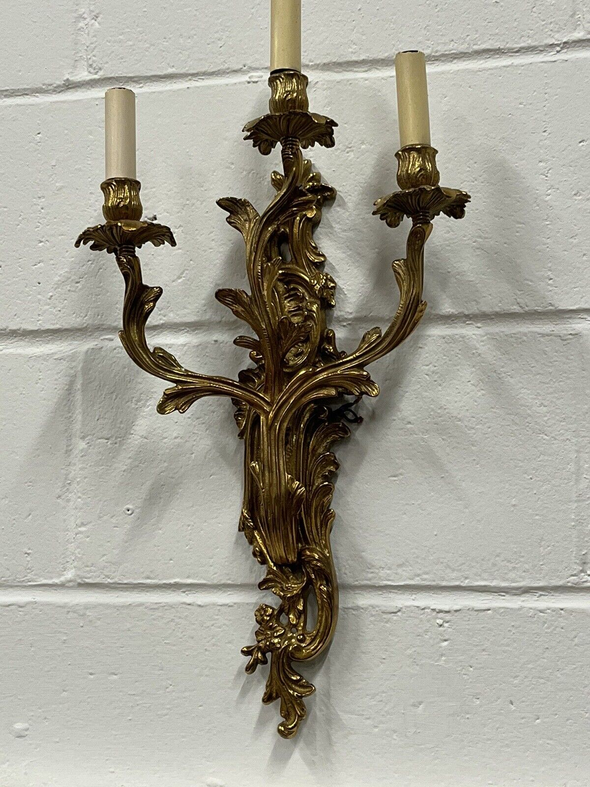 Large Brass Wall Sconce. Antique French Style Wall Light.
