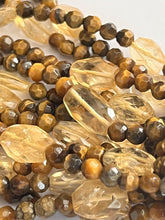 Vintage Statement Silver 925 Citrine Tigers Eye Drop Faceted Bead Necklace