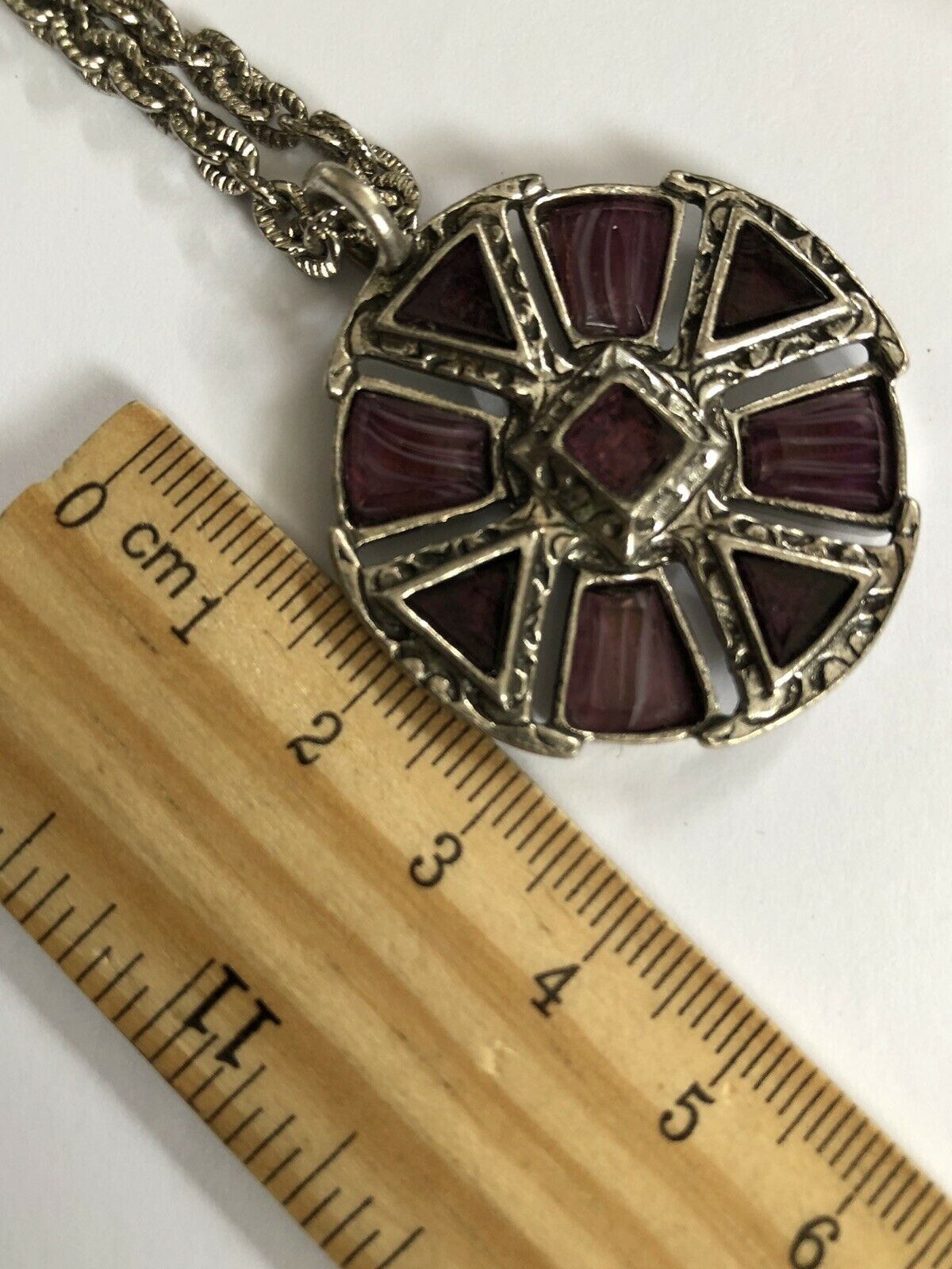 Vintage Miracle Silver Tone Purple Necklace