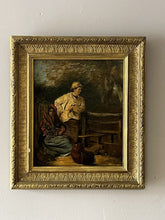 Antique oil on canvas in gilt frame.