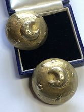 Vintage Signed Moons Stars Statement Gold Tone Clip On Earrings